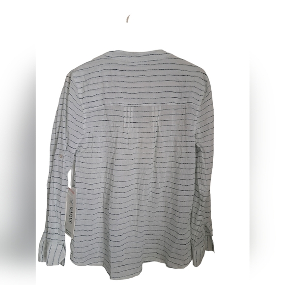 CARVE DESIGNS organic cotton Dylan Gauze shirt pinstripe airy coastal beach Sm - Picture 3 of 11